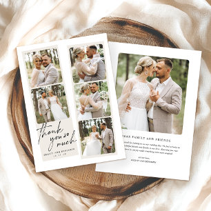 Modern Photo Collage Mariage Carte de remerciement