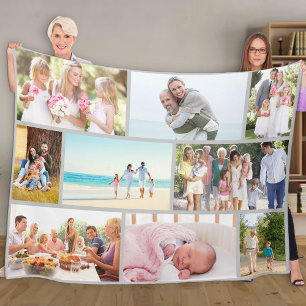 Modern Photo Collage Masonry Style Grey Fleece Blanket