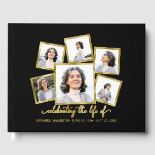 Modern Photo Collage Memorial or Funeral Guest Bo Book