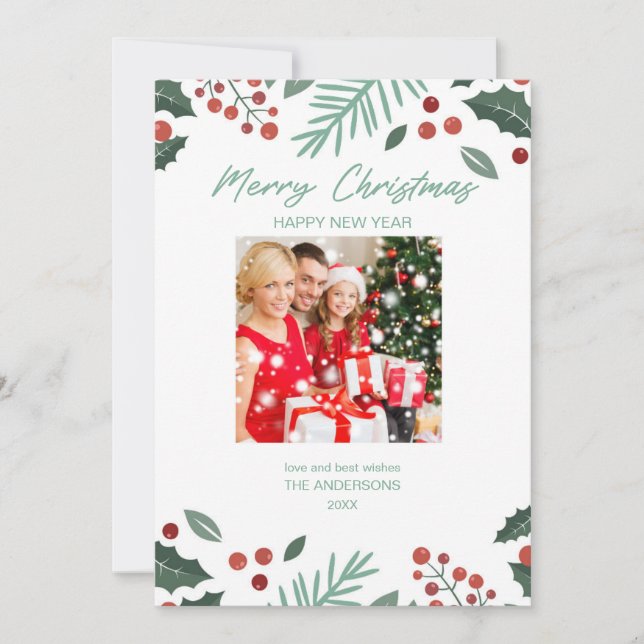 Modern Photo Collage Merry Christmas Holiday Card (Front)