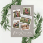 Modern Photo Collage Merry Christmas Holiday Card<br><div class="desc">A 5 photo collage modern Christmas card with handwritten script and minimal type. Click the edit button to customize this design.</div>
