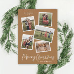 Modern Photo Collage Merry Christmas Holiday Card<br><div class="desc">A 5 photo collage modern Christmas card with handwritten script and minimal type. Click the edit button to customize this design.</div>