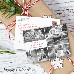 Modern Photo Collage Merry Christmas Holiday Postcard