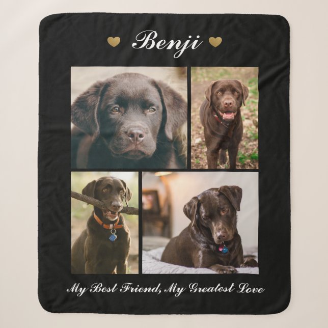 Modern Photo Collage Milestone Keepsake Dogs Cats  Sherpa Blanket (Front)