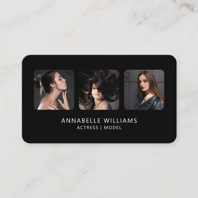 Modern Photo Collage Model Business Card (Front)