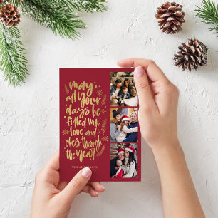 Modern Photo Collage New Year Script Holiday Card