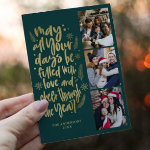 Modern Photo Collage New Year Script Holiday Card