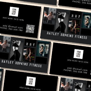 Modern Photo Collage Personal Trainer Fitness Business Card