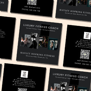 Modern Photo Collage Personal Trainer Fitness Square Business Card