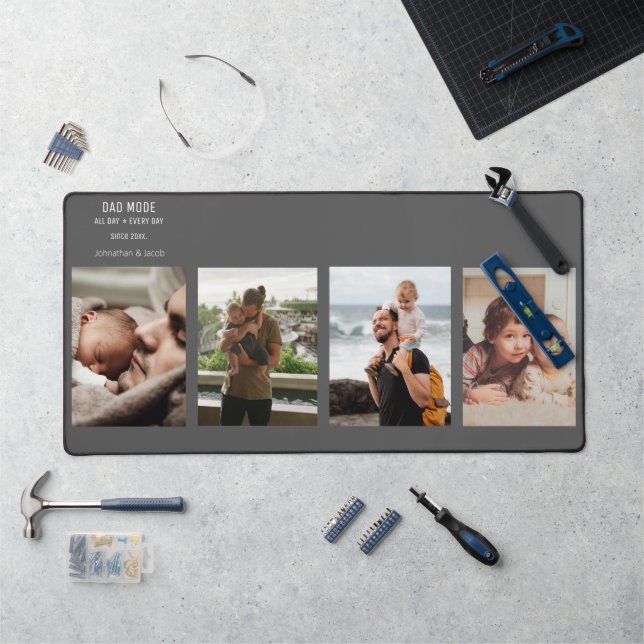 Modern Photo Collage Personalized Dad Mode Desk Mat (Workstation)