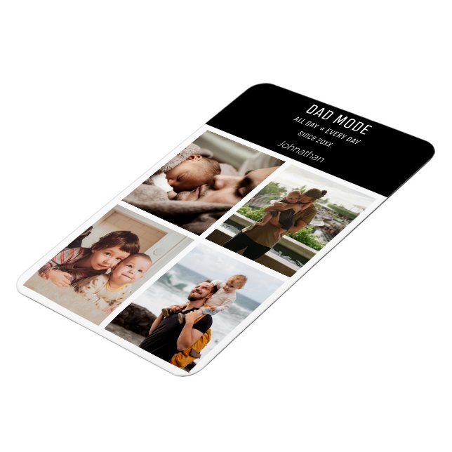 Modern Photo Collage Personalized Dad Mode Magnet (Left Side)