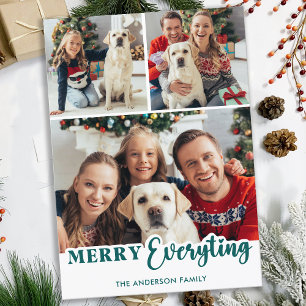 Modern Photo Collage Personalized Merry Everything Holiday Card
