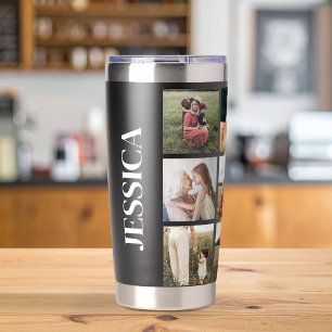 Modern Photo Collage Personalized Name Insulated Tumbler