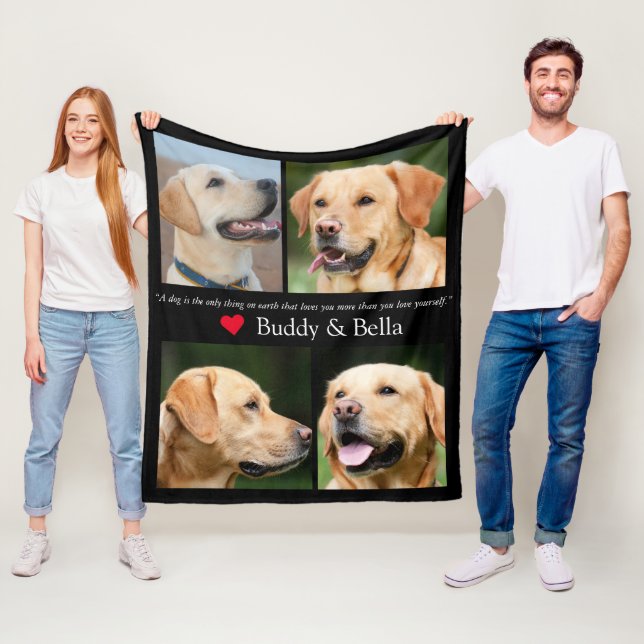 Modern Photo Collage Pet Fleece Blanket (In Situ)
