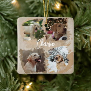 Modern Photo Collage Pet Through the Years Cute Ceramic Ornament