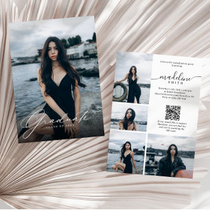 Modern Photo Collage QR code Graduation Party Invitation