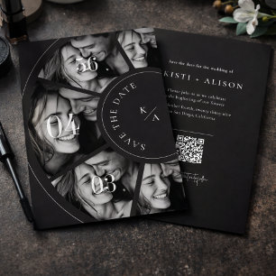 Modern Photo Collage QR Code Wedding Save the Date