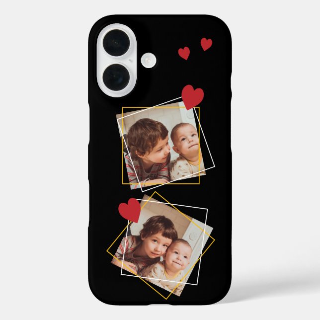 Modern Photo Collage Red Hearts and Squares Case-Mate iPhone Case (Back)