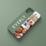 Modern photo collage sage green initial monogram iPhone 11 case<br><div class="desc">Modern photo collage sage green initial monogram design. A modern design multi photo design. Change the colour to customise. Part of a collection.</div>
