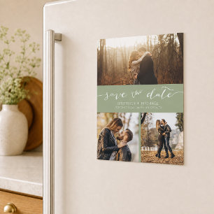 Modern Photo Collage Sage Green Save the Date