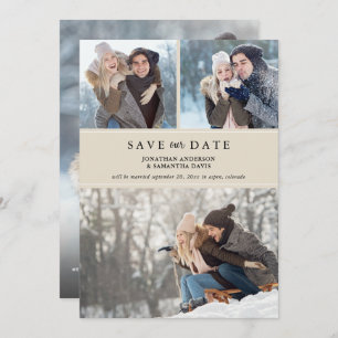 Modern Photo Collage Sand Colour Save our Date Save The Date