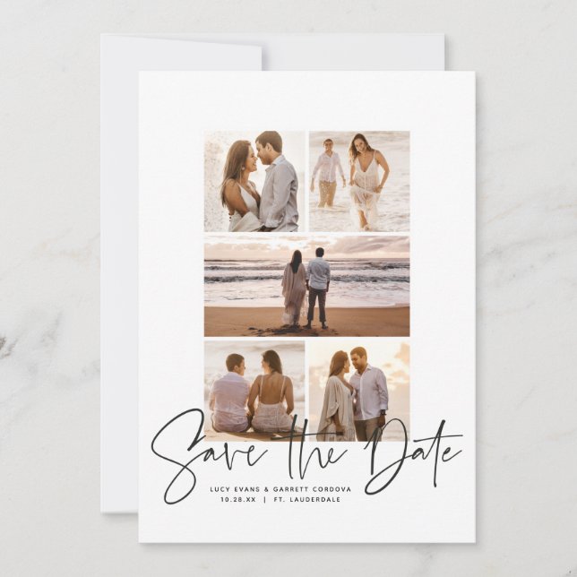 Modern photo collage save the date (Front)