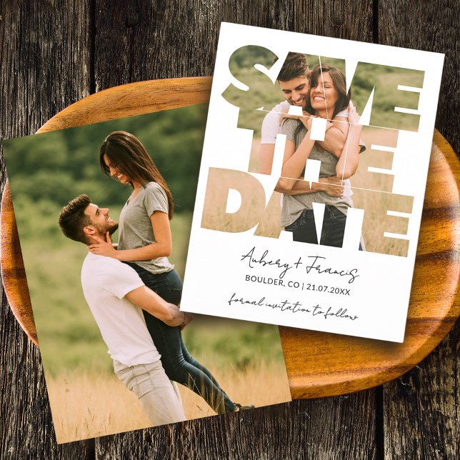 Modern Photo Collage Save the Date Wedding Invite (Creator Uploaded)