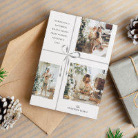 Modern Photo Collage Silver Box Ribbon Christmas