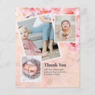 Modern PHOTO COLLAGE Thank You Pink Blossom BABY Flyer
