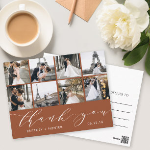 Modern Photo Collage Thank You Terracotta Postcard