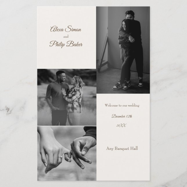 Modern Photo Collage Wedding menu (Devant)