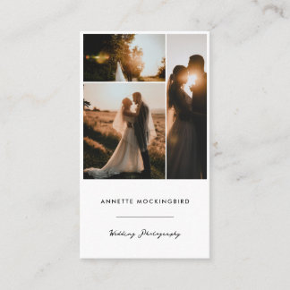 Modern Photo Collage Wedding Photography Script Business Card
