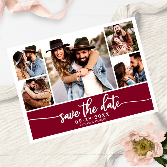 Modern Photo Collage Wedding Save The Date Postcard (Creator Uploaded)