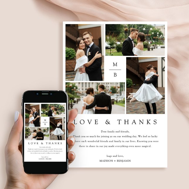 Modern Photo Collage Wedding Thank You Card (Creator Uploaded)