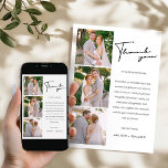 Modern Photo Collage Wedding Thank You Card<br><div class="desc">Thank your wedding guests with this Modern Photo Collage Wedding Thank You Card, featuring a sleek design that elegantly showcases three of your favourite photos. Perfect for the bride and groom, this card is simple yet stylish, and can be printed or sent online for added convenience. Customizing your digital thank-you...</div>