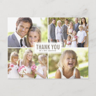 Modern Photo Collage Wedding Thank You Postcard