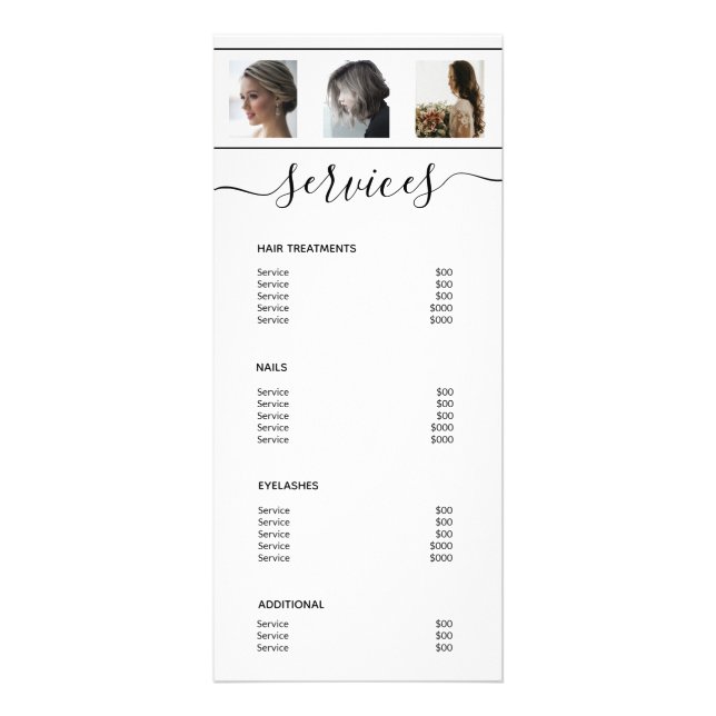 Modern Photo Collage White Spa Salon Service Menu  (Back)