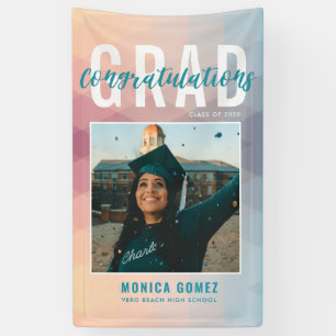 Modern Photo Colorful Ombre Graduation Party Banner