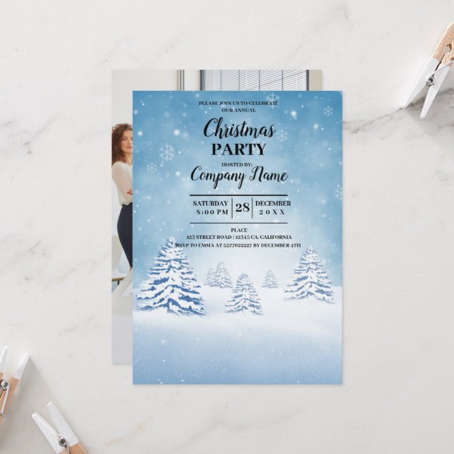 Modern Photo Company Christmas Party Invitation (Front/Back In Situ)