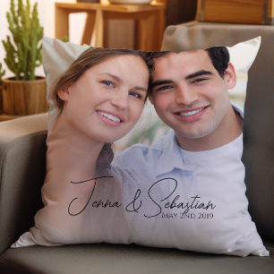 Modern photo couple  throw pillow