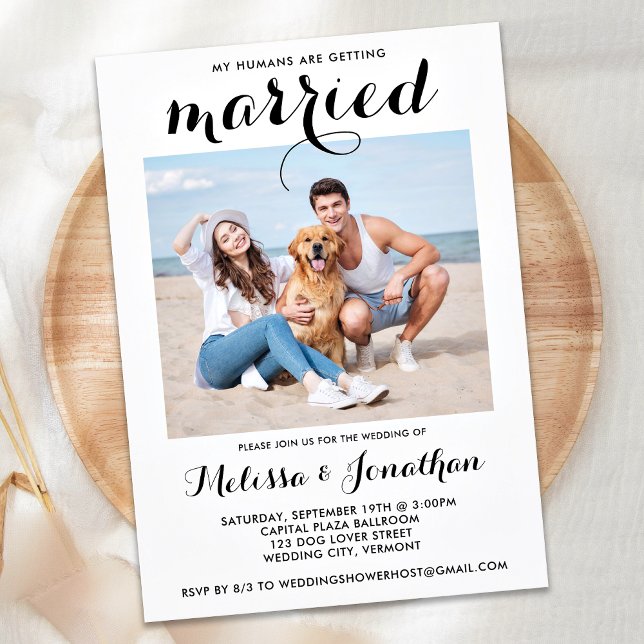 Modern Photo Custom Dog Pet Wedding Invitation (Creator Uploaded)