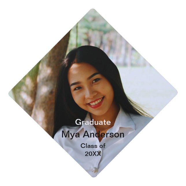 Modern Photo Custom Graduation Cap Topper (Front)