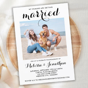 Modern Photo Custom Pet Wedding Engagement Party  Invitation Postcard