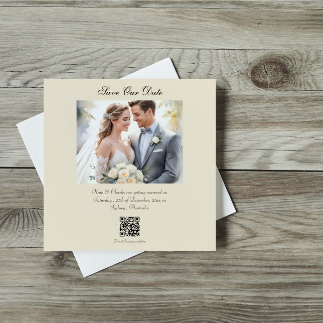 Modern photo Custom QR code Save The Date Invitation (Creator Uploaded)