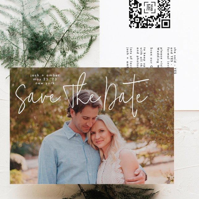 Modern Photo Custom QR code Save The Date Invitation (Creator Uploaded)