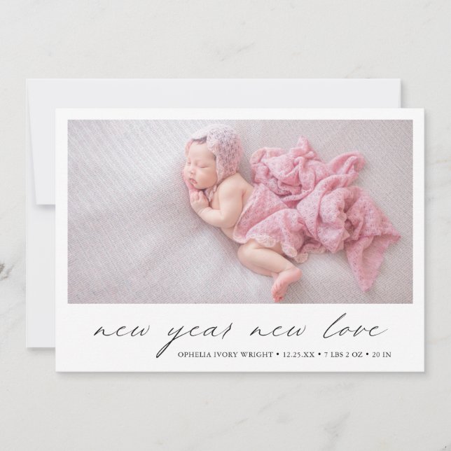 Modern Photo Cute Holiday Birth Announcement (Front)