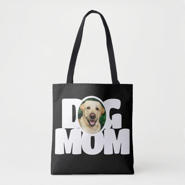 Modern Photo Dog Mom Simple Black Tote Bag (Front)