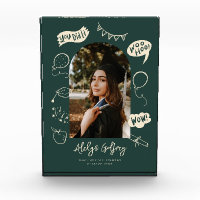 Modern Photo Doodle Graduation Green Keepsake
