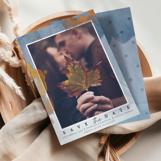 Modern Photo Dusty Blue Save the Date Wedding (Creator Uploaded)