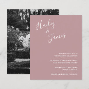 Modern Photo Dusty Rose Budget Wedding Invitation